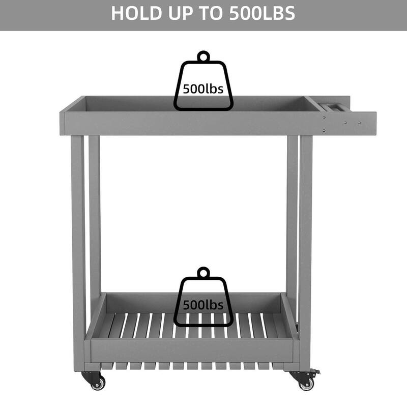 Heavy Duty Service Utility Cart with Wheels for Warehouse Garage Kitchen - N/A
