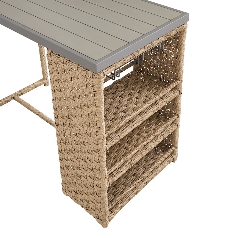 Corvus Kabul 5-piece Outdoor Bar Set with Cushioned Stools and Storage Shelf