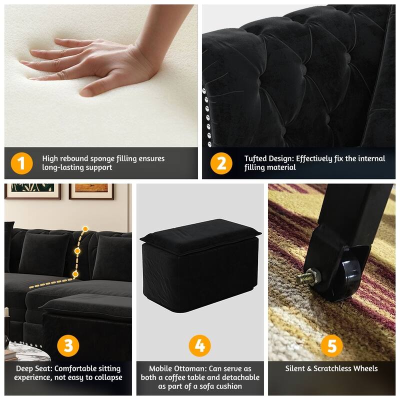 3-in-1 Pull-Out Convertible Sleeper Sofa Bed with Movable Ottoman