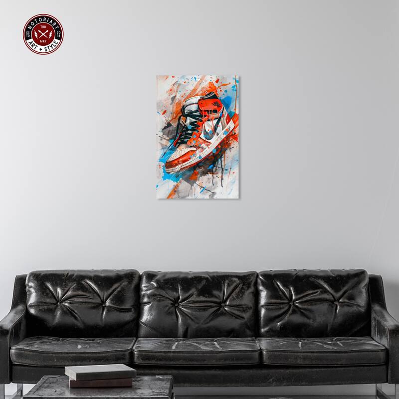 Notoriart Colorful Splatter Sneaker Gallery Wrapped Sneaker 1 Piece Canvas Wall Art