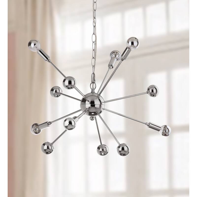 SAFAVIEH Lighting Anitra 25-inch Sputnik 6-Light Chrome Adjustable Pendant Lamp - 24.75"x24.75"x22-94" - 25Wx25Dx94H