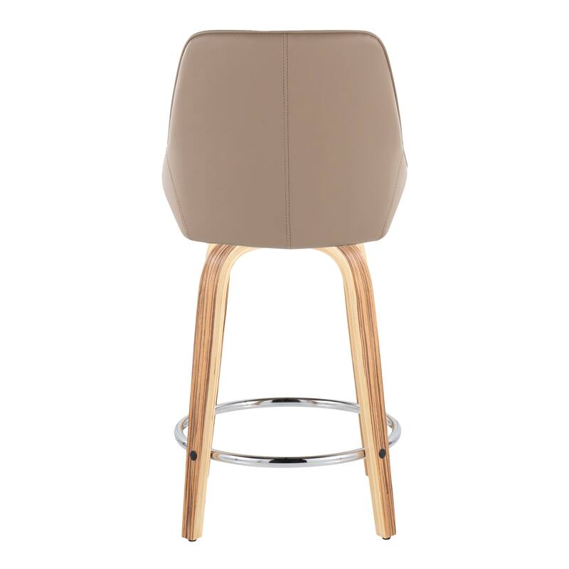 Carson Carrington Alba 24" Fixed-Height Upholstered Counter Stool with Bent Wood Legs & Round Footrest (Set of 2)