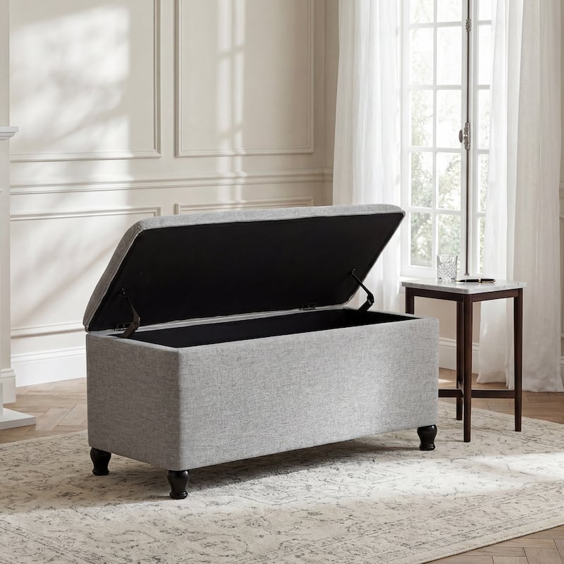 Adeco 41" Rectangle Linen Storage Ottoman Bench For Living room - 41.3"X17.3"X19.1"