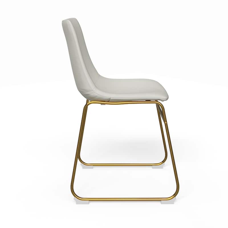 Petra Vegan Leather Side Chairs with Gold Legs (Set of 2)