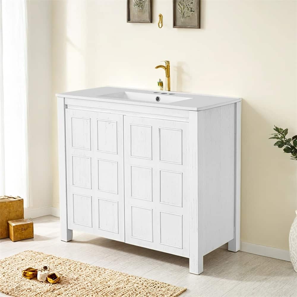 36 " Bathroom Vanity Organizer with Ceramic Sink,Set Bathroom Cabinet