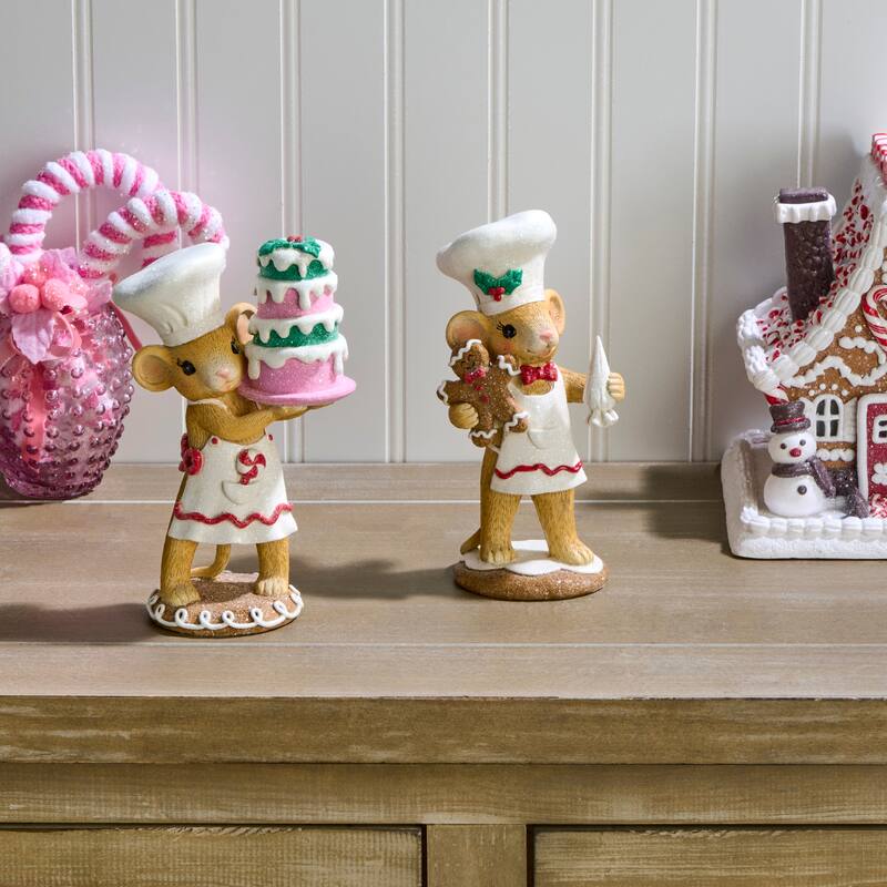 7" Resin Sweets Baking Mice Cake set of 2