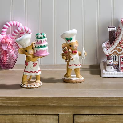 7" Resin Sweets Baking Mice Cake set of 2