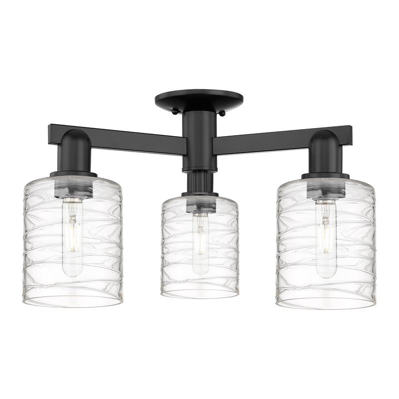 Innovations Lighting Endless Possibilities Arcadia - Cobbleskill - 3 Light 23" Semi-Flush Mount - Deco Swirl/Matte Black