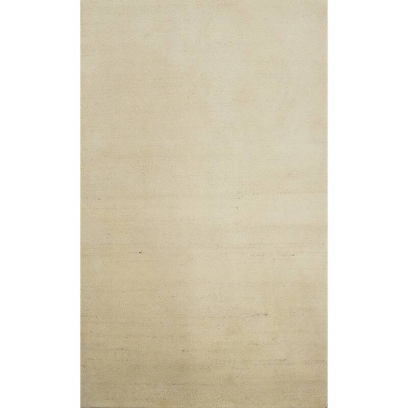 Hand Knotted Oriental 100% Wool Carpet Modern Solid Beige & Ivories Gabbeh Area Rug - 5' 11'' X 3' 11''