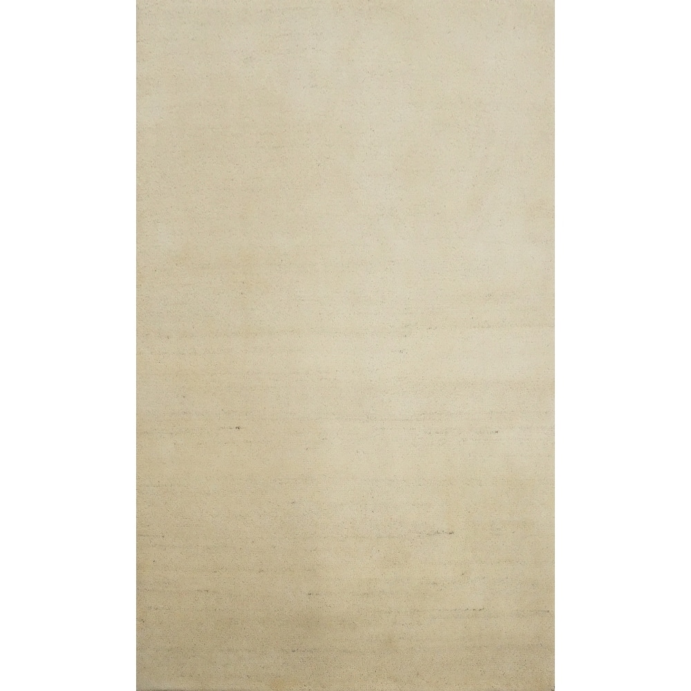 Hand Knotted Oriental 100% Wool Carpet Modern Solid Beige & Ivories Gabbeh Area Rug - 5' 11'' X 3' 11''