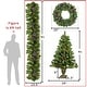 preview thumbnail 3 of 11, Roomfitters Pre Lit Artificial Christmas Tree 4 Piece Set with Garland, Wreath and 2 Entrance Trees Holiday Decoration, Green