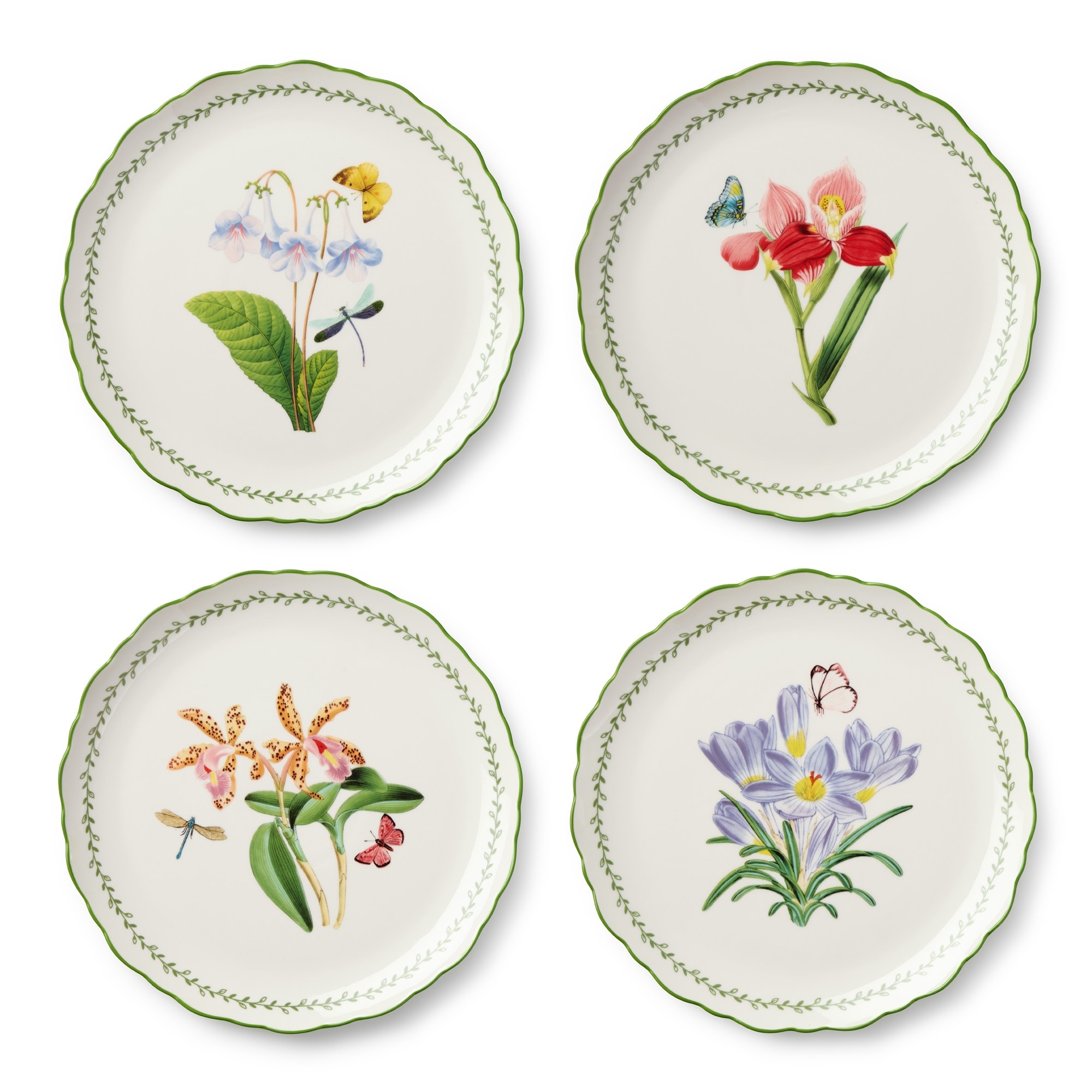 Certified International Mirabella 10.5" Dinner Plates, Set of 4 Assorted Designs - 10.50"L x 10.50"W x 1.00"H