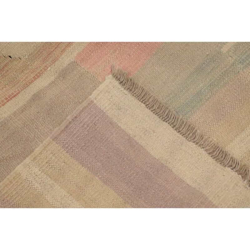 Hand Woven Oriental 100% Wool Carpet Southwestern Tribal Multi-Colored Kilim Area Rug - 11' 11'' X 8' 11''