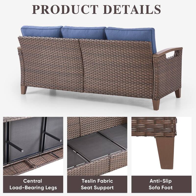 Pocassy Patio Sofa PE Wicker Set