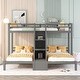 preview thumbnail 2 of 10, Triple Wood Bunk Bed with Built-in Staircase and Storage Drawer - Enhanced Functionality and Space Efficiency