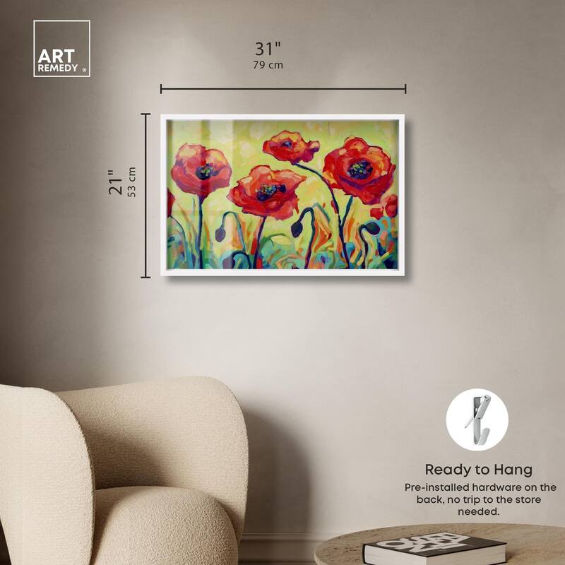 Red Poppy Field II Shadowbox by Art Remedy