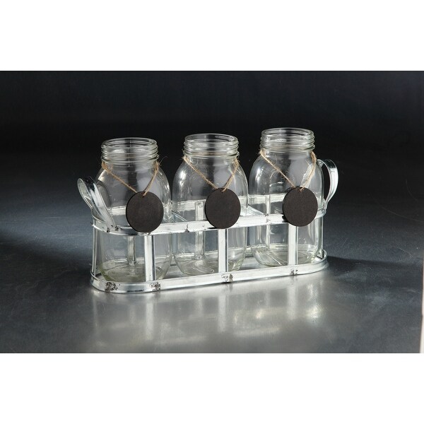 15.5" Clear Cylindrical Shape Glass Vase with Tray - N/A