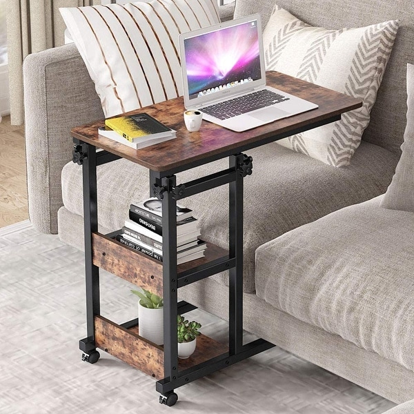 Table on wheels with shop storage