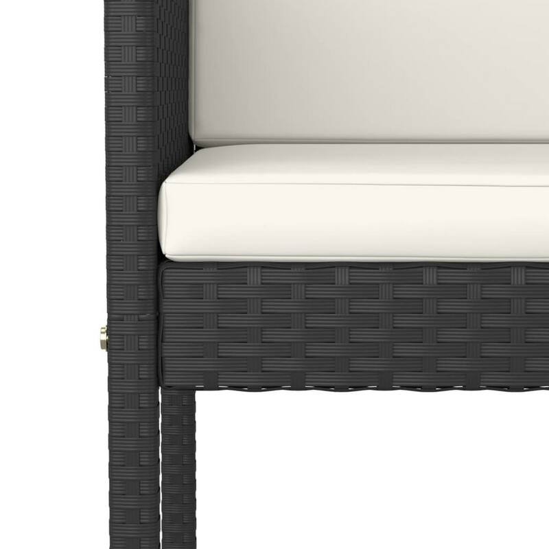 Outdoor Barstool Chair Set of 4, White Fabric Cushions, Black Rattan