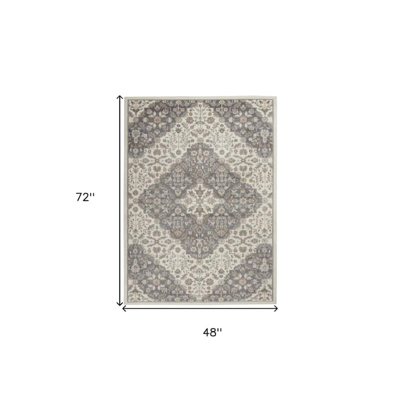Floral Traditional Non Skid Stain Resistant Low Pile Area Rug - 72' X '48' X '0.25