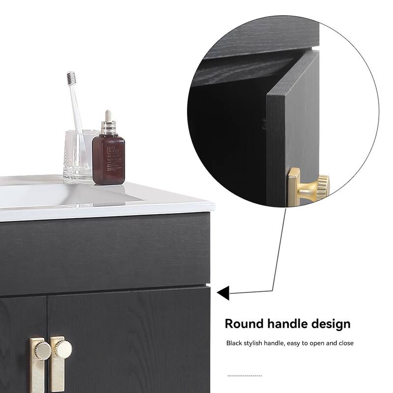 30 in. W x 19 in. D x 23 in. H Bathroom Vanity with White Ceramic Basin,Two Soft Close Cabinet Doors,Excluding faucets