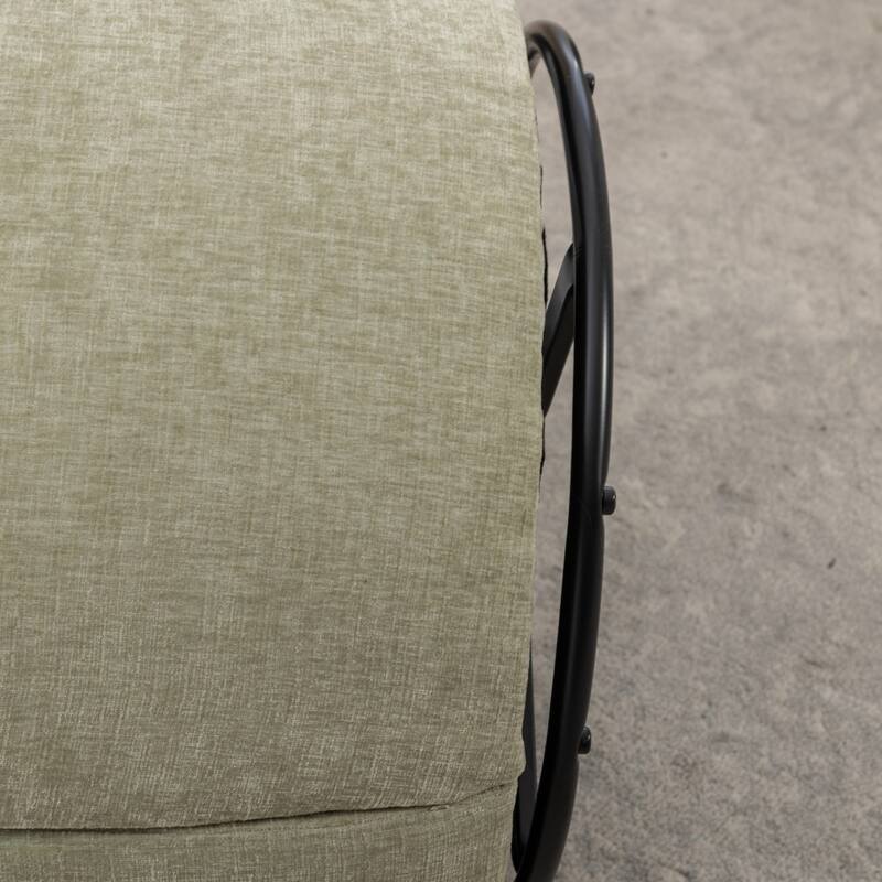 Chenille Fabric Swivel Accent Barrel Armchair with Coating Metal Ring