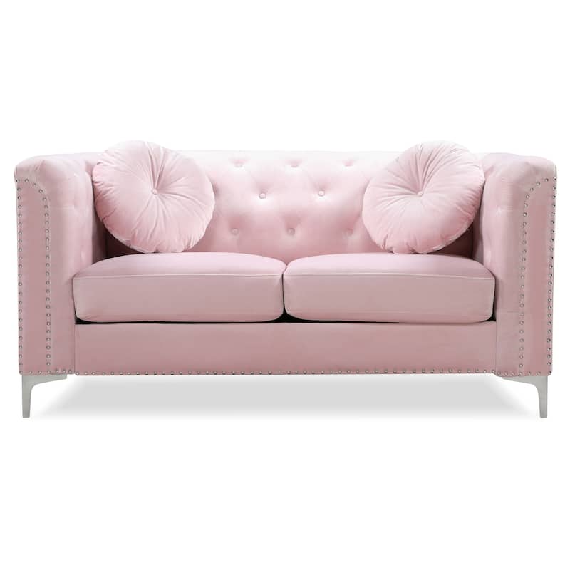Pompano Velvet Button Tufted Loveseat