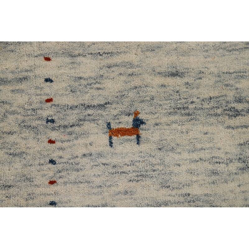 Tribal Gabbeh Oriental Area Rug Handmade Beige Modern Wool Carpet - 4'0" x 5'10"