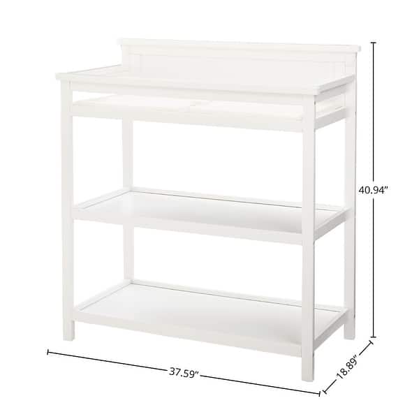 Emery 38" Wide Modern Style Wood Changer with Shelves/Pad, White