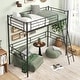 preview thumbnail 3 of 7, Black Metal Frame Twin Size Loft Bed with Ladder and Guardrails