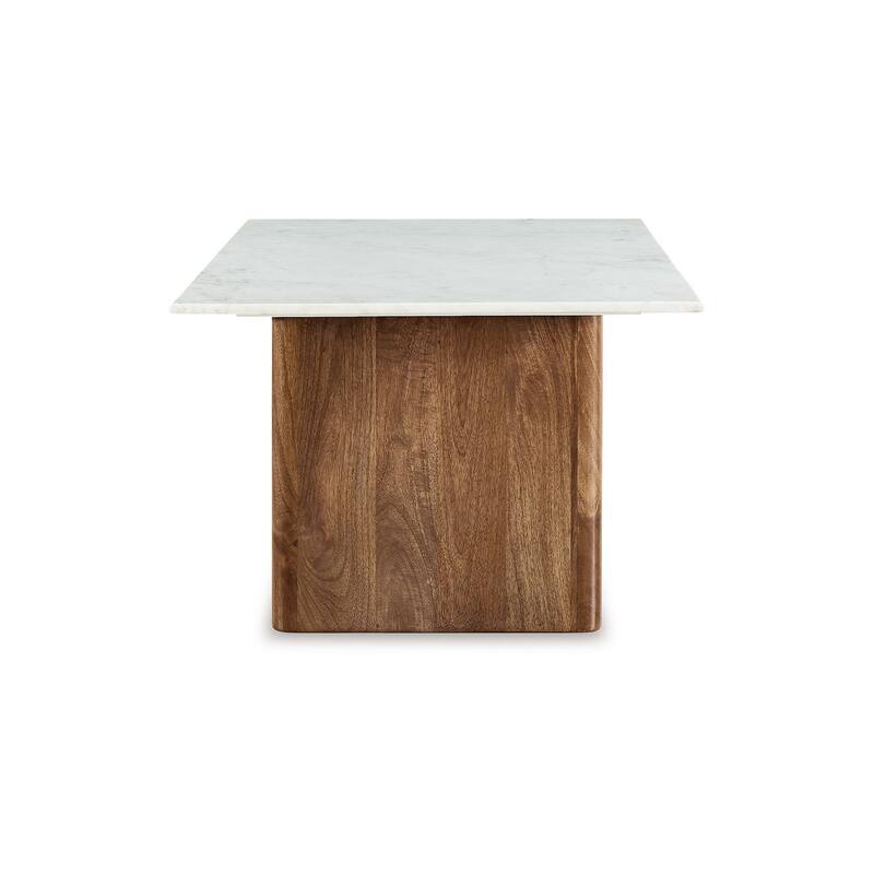 Wrenn Cocktail Coffee Table, Marble, Rectangular 48 Inch Brown Wood
