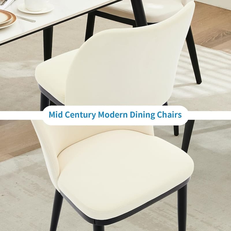 Upholstered Fabric Dining Room Side Chairs, Chair for Dining Room with Padded Seat and Wood Legs(Set of 2)