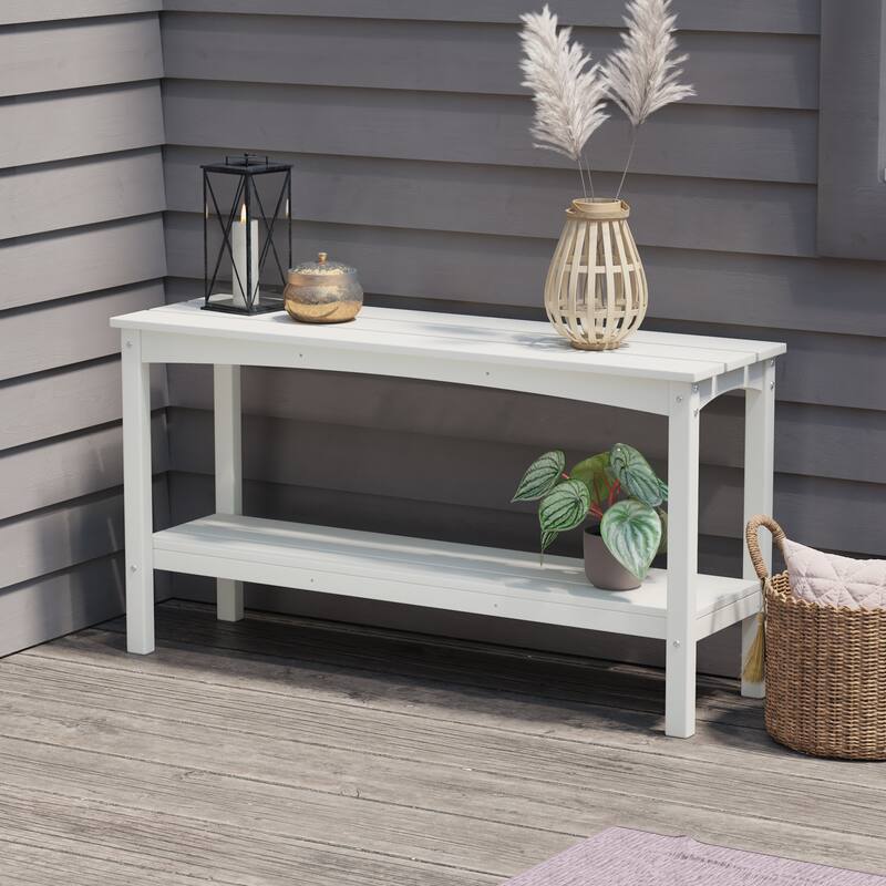 Laguna Hdpe All Weather Outdoor Patio Two Shelf Table