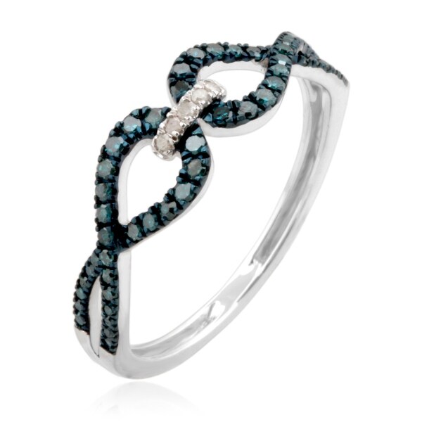 Brand New Round Brilliant Cut Blue Color Diamond with Natural Diamond Stylist Ring