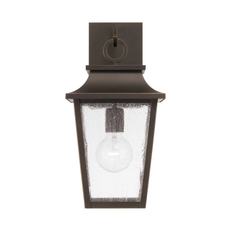 13"W x 24"H 4-Light Outdoor Tapered Wall Lantern in Oiled Bronze with Ripple Glass
