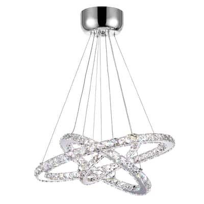 Ring LED Chandelier With Chrome Finish - Stainless Steel