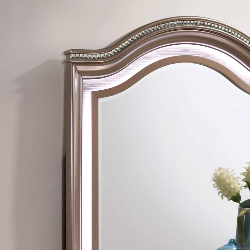 Ving Modern Rose Gold 2-Piece 6-Drawer Dresser and Mirror Set by Furniture of America