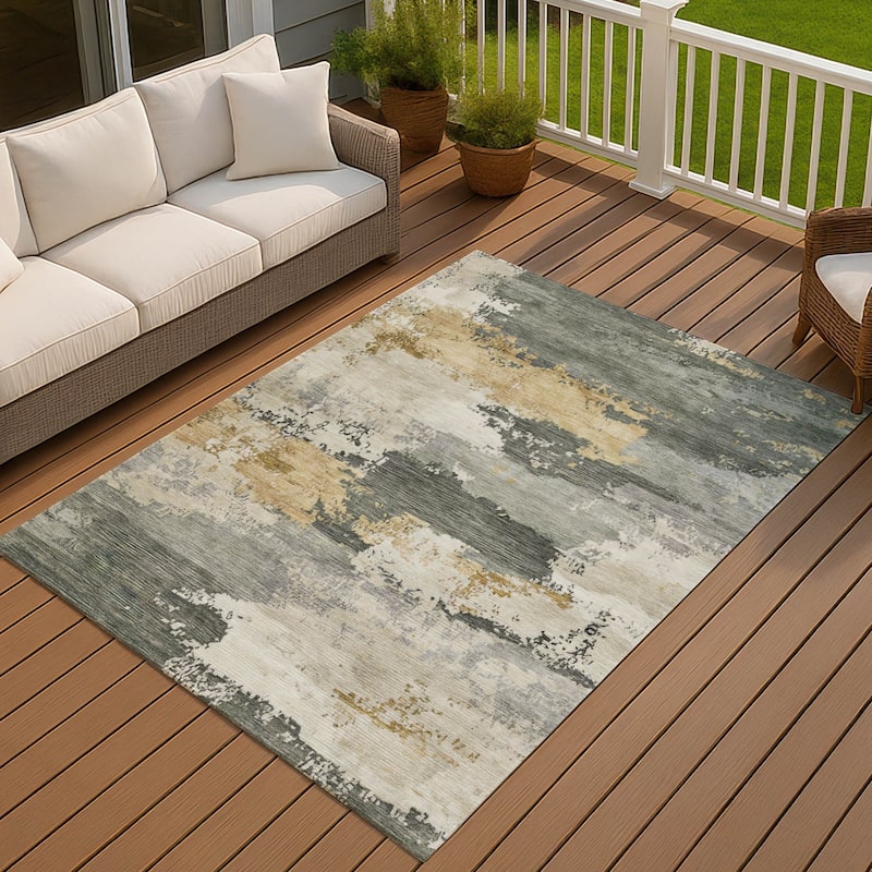 Machine Washable Indoor/ Outdoor Chantille Rug - Basil - 10' x 14'