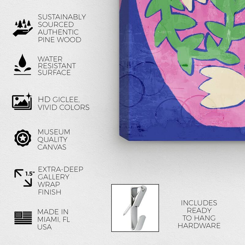 Wynwood Studio Canvas Floral and Botanical Floral Vase Blue Purple and Modern & Contemporary Wall Art Canvas Print