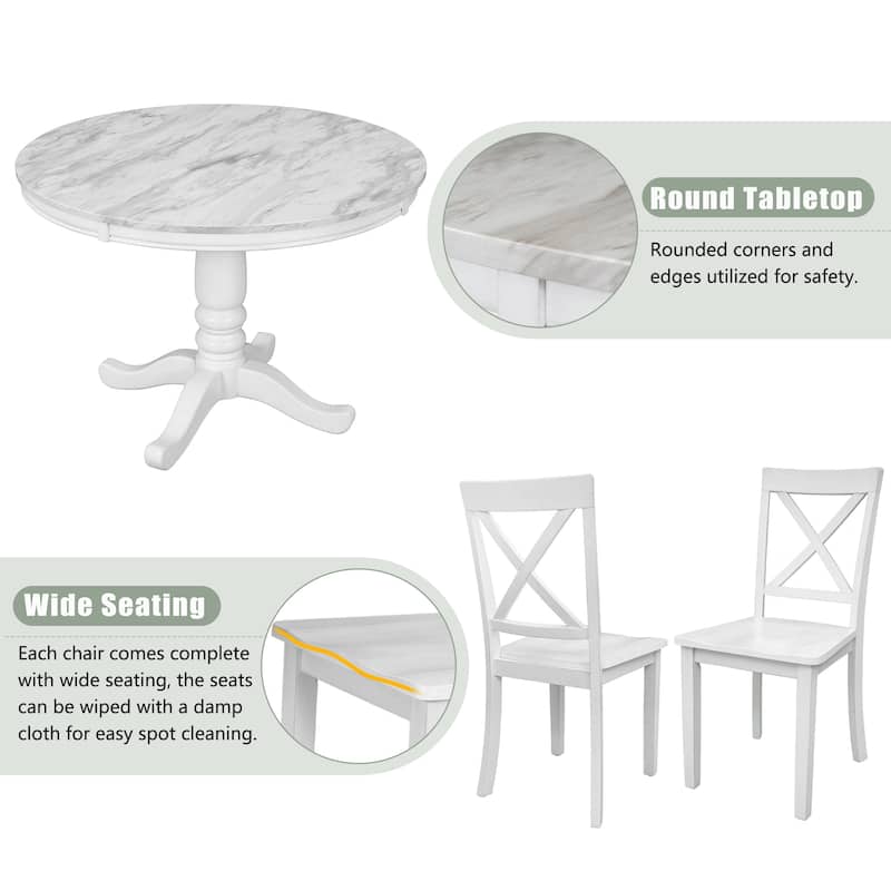 5-Piece Modern Wooden Dining Set with Round Table & Chairs