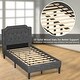 preview thumbnail 13 of 14, Linen Twin Upholstered Platform Bed with Frame Headboard Mattress Foundation
