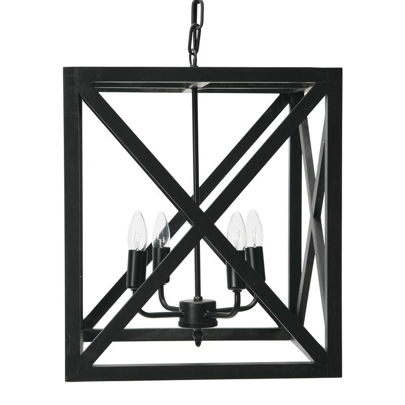 Rectangular Wood & Metal Pendant Light
