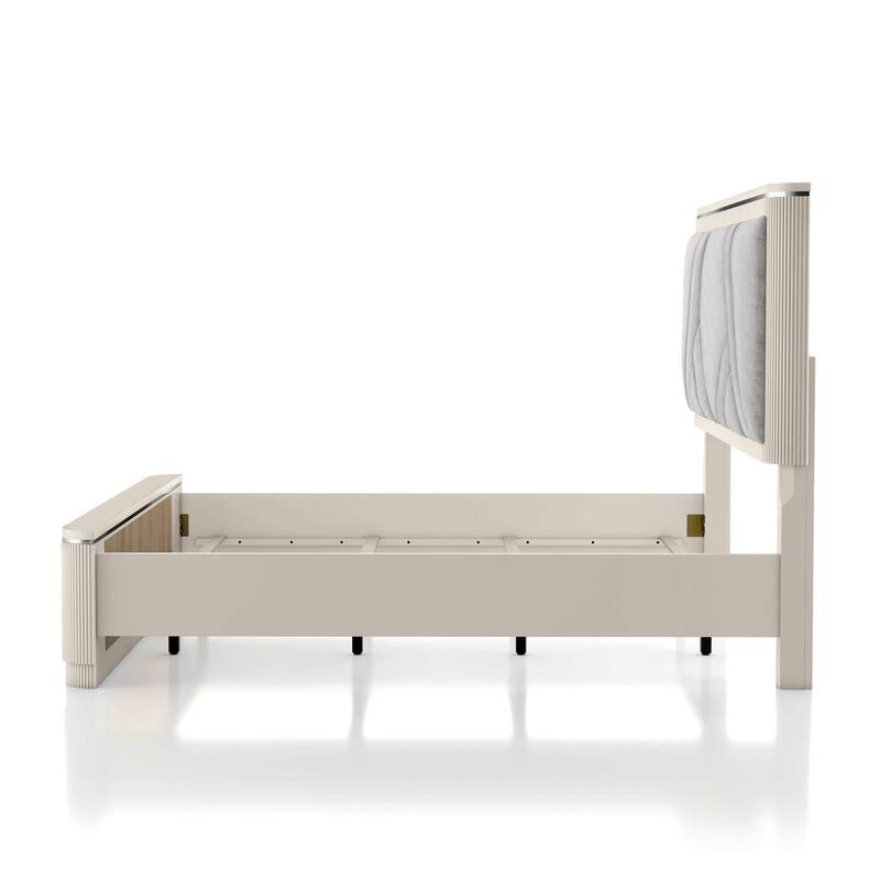 Furniture of America Leander Modern 2-Piece Light Grey Panel Bed and Nightstand Set