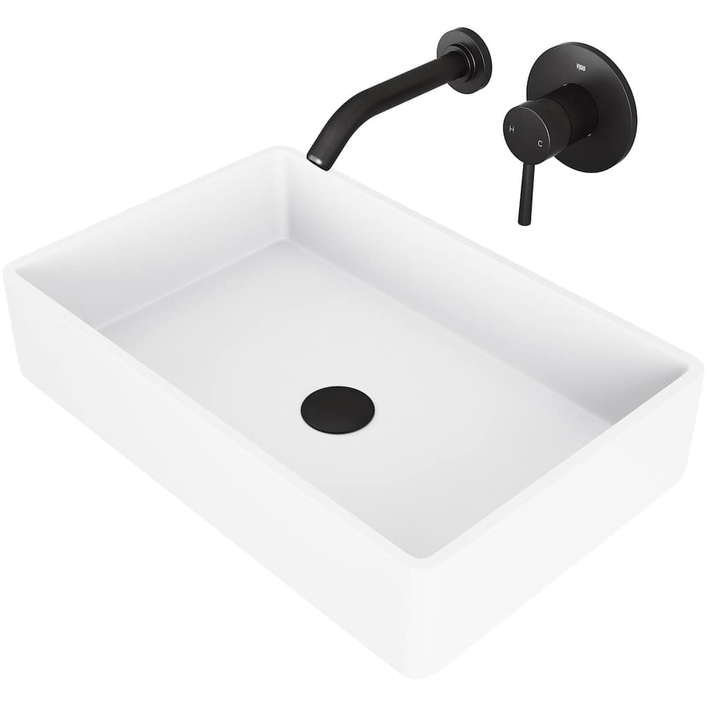 Vigo Magnolia 21-1/4" Matte Stone� Vessel Bathroom Sink with Olus
