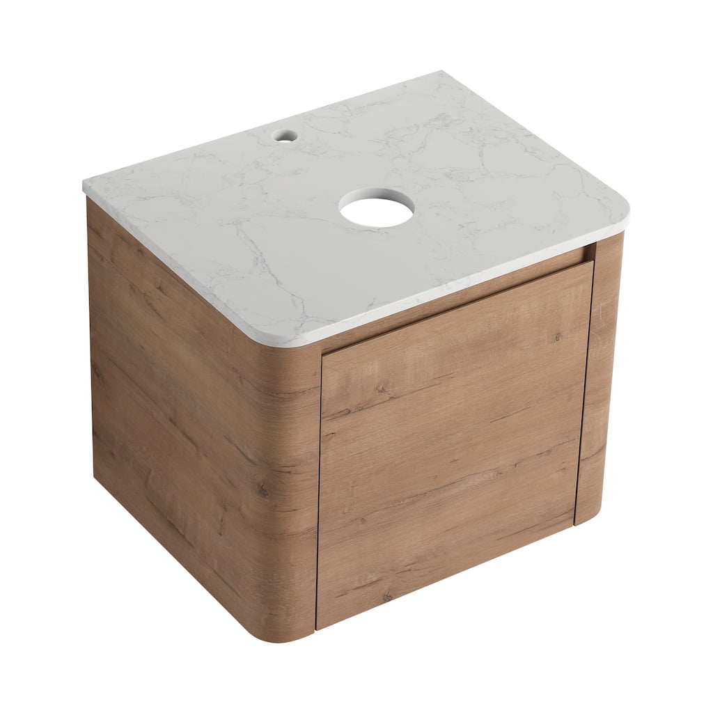 24'' Wall-Mounted Bathroom Vanity & 1-Soft-Close Door, KD-Packing, Plywood (Vanity Only, Excluding Sink)