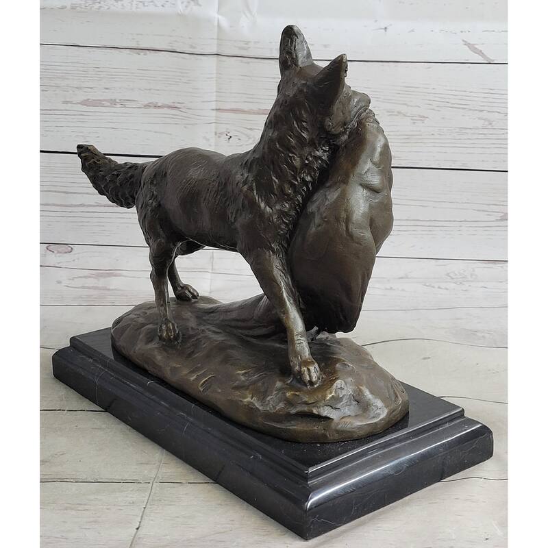 Emile Truffot Poacher Imitative Fox Pheasant Bronze Statue Sculpture 10 Inches X 3 Inches