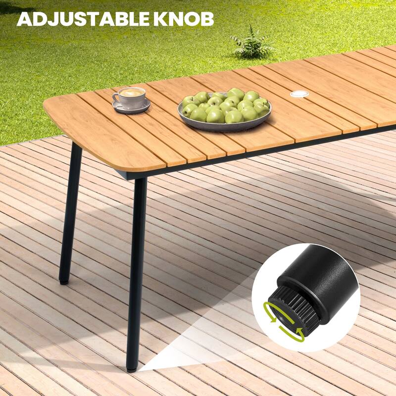 7-Piece Outdoor Patio Dining Set Aluminum Rectangle Table with Stackable Chairs