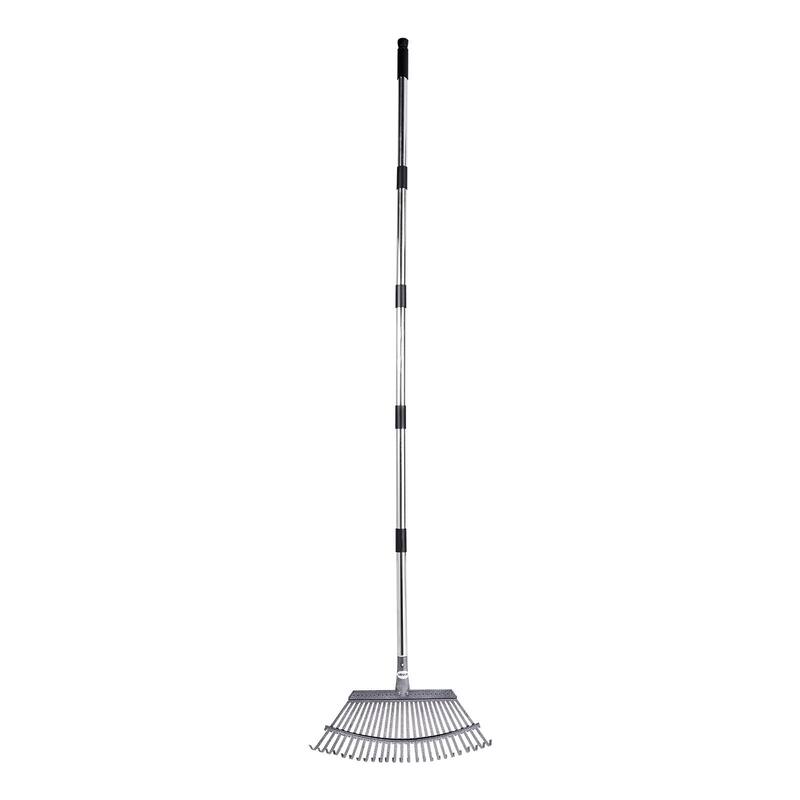 Adjustable Lawn Rake with Stainless Steel Metal Tines - 72.83 x 18.31 x 2.17 in