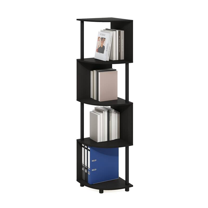 57.72 in. Tall Espresso/Black Wood 4-Shelf Bookcase