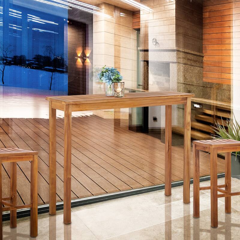 Chic Teak Santa Monica Outdoor Teak Wood Serving Table